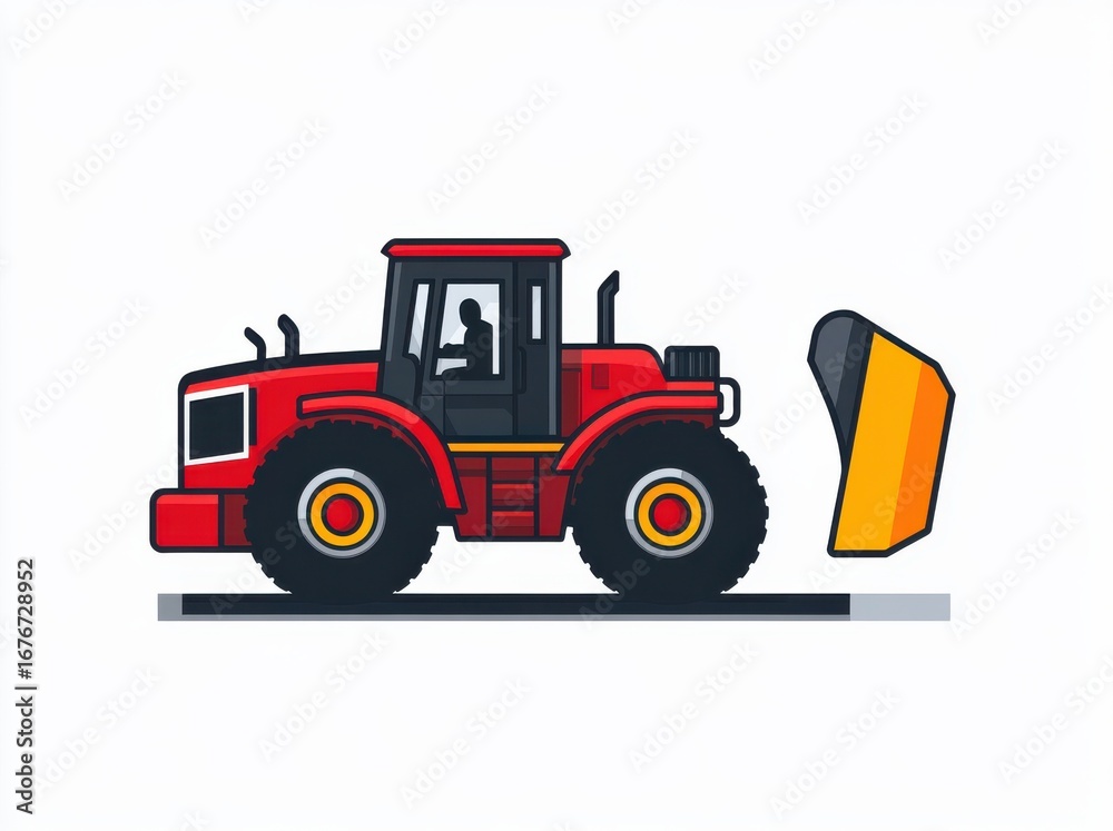Fototapeta premium Illustration of a Red Front-End Loader with Detached Yellow Shovel