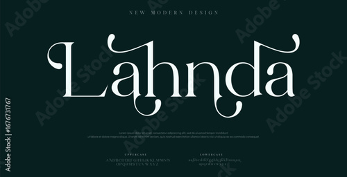 Lahnda Modern alphabet letters font logo. Typography luxury minimal lettering fonts decorative wedding vintage retro logos. vector illustration