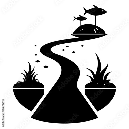 illustration, vector, fish, underwater, digitally generated image, no people, sea, in silhouette, curve, abstract, design element, monochrome, undersea, animal, design, nature, outline, background, bl