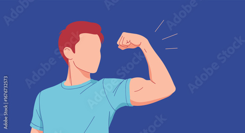 Captivating illustration of a man flexing his bicep muscles demonstrating strength and physical fitness dedication