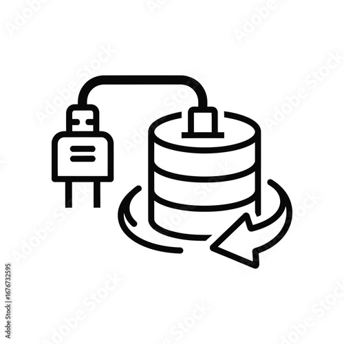 Digital Data Recovery and Backup: A graphic of data restoration featuring an icon depicting a hard drive is connected to a power source, illustrating backup and recovery.
