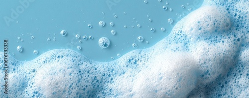 Light blue soapy foam with bubbles