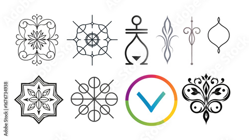 set ornamental element vector icon