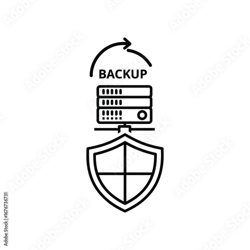Secure Data Backup: An illustrative representation of data backup with an animated protective shield symbolizing data security and the continuous cycle of archiving.