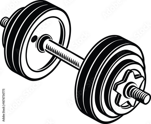 Isolated barbell hand drawn line illustration,  dumbbell isolated on transparent