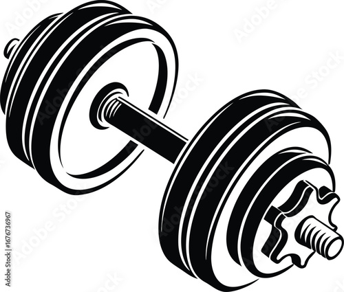 Isolated barbell hand drawn line illustration,  dumbbell isolated on transparent