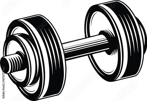 Isolated barbell hand drawn line illustration,  dumbbell isolated on transparent