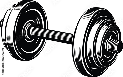 Isolated barbell hand drawn line illustration,  dumbbell isolated on transparent