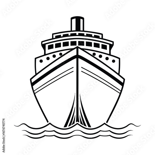 Cruise Ship Silhouette Front View Depiction