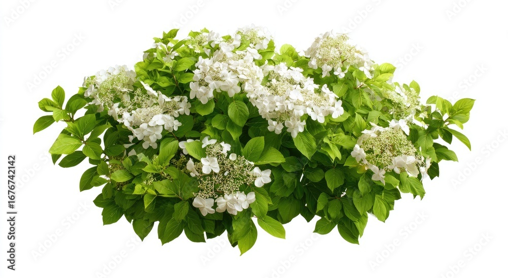 Obraz premium Lush cluster of white flowers and green leaves