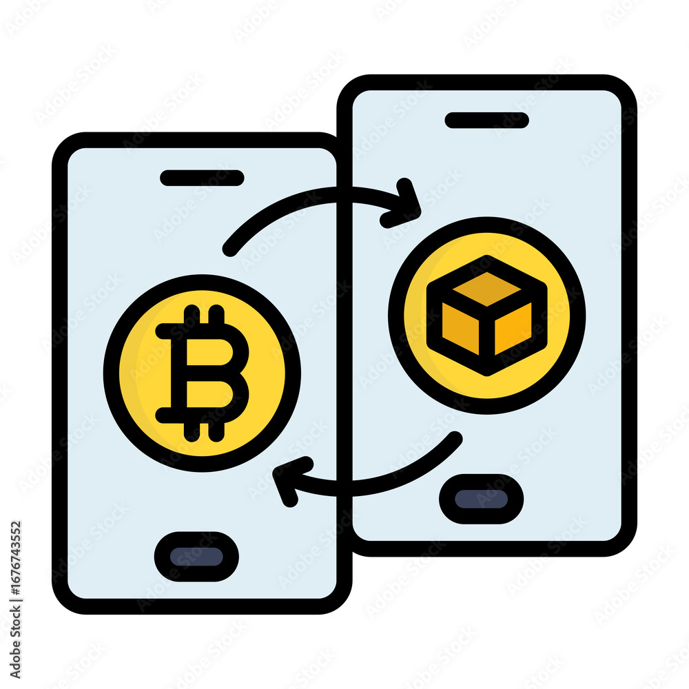 Fototapeta premium Crypto Transfer Line Color Vector Icon