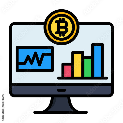 Hash Rate Line Color Vector Icon