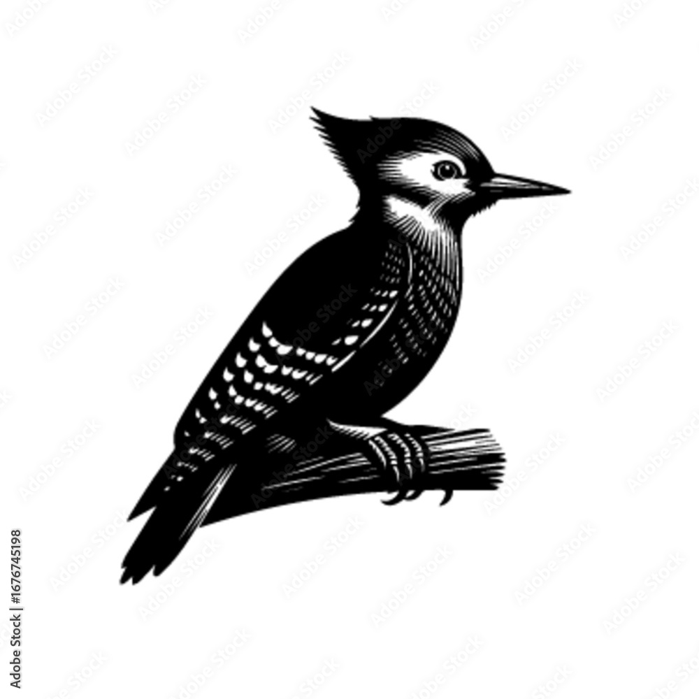 Naklejka premium Woodpecker Vector Illustration | Colorful Forest Bird Clipart