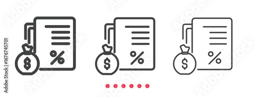 Financial report icon. Thin line icon vector.