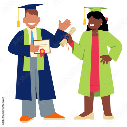 Young male and female graduate students