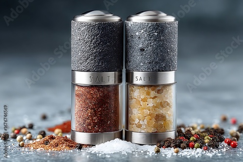 Modern salt and pepper grinder set high resolution picture