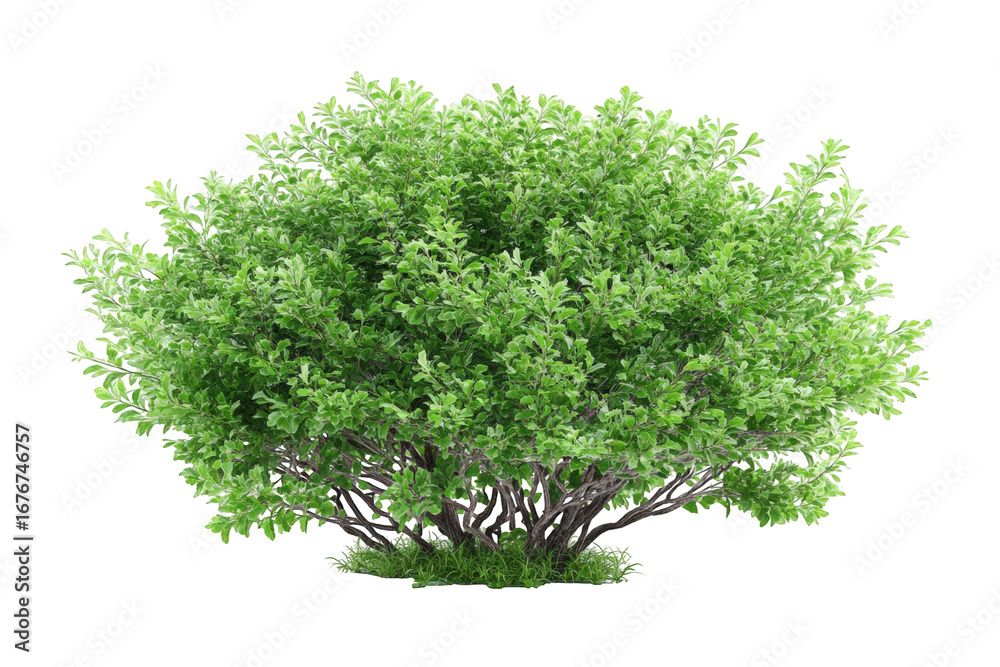 Fototapeta premium Lush green shrub isolated on black (1)