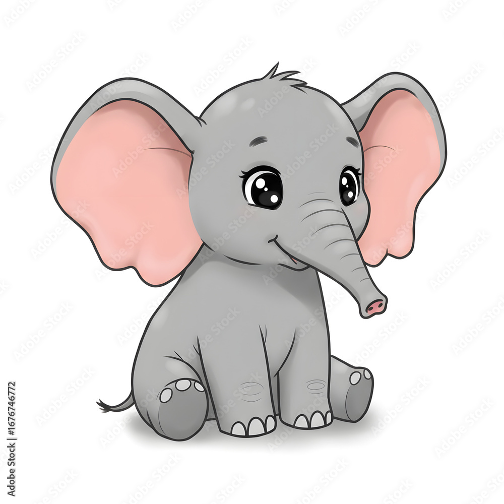 Obraz premium 귀여운 아기 코끼리 일러스트. 아기 코끼리 스티커 도안. 