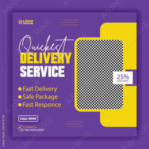 Fastest delivery service with happy courier and customer receiving package discount offer