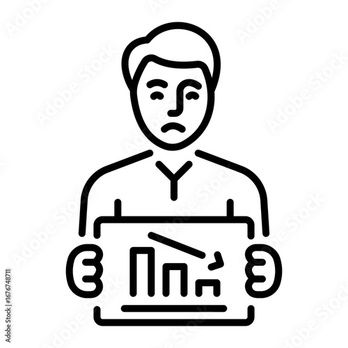 A line style icon depicting a trading loss