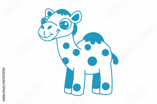 Cute Cartoon Camel with Polka Dots on White Background