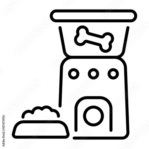 A linear icon representing a pet feeder 