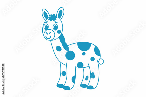 Cartoon Blue Spotted Donkey with White Background Art
