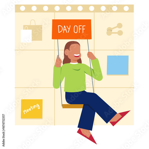 Woman having day off in weekly schedule