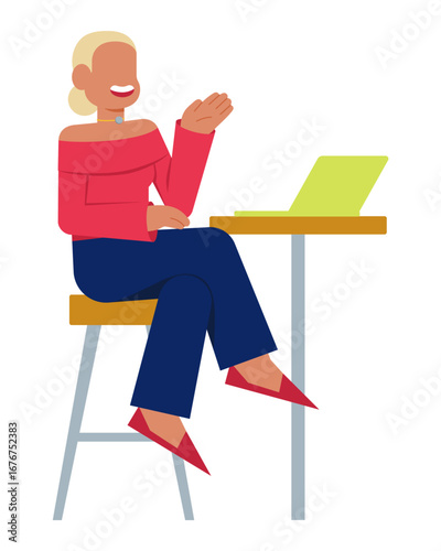 Woman making online call on laptop