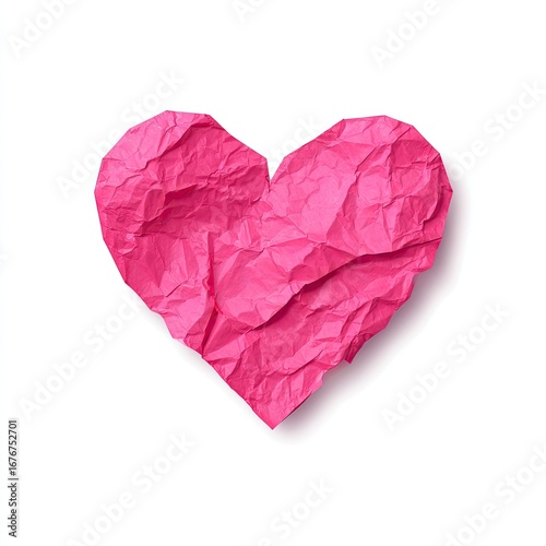 Wallpaper Mural Crinkled pink paper heart on white Torontodigital.ca