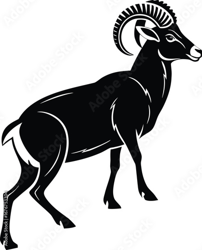 ram black silhouette vector, artwork illustration 