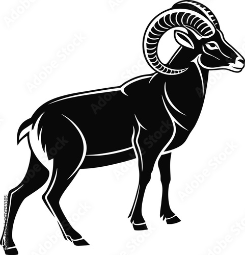 ram black silhouette vector, artwork illustration 
