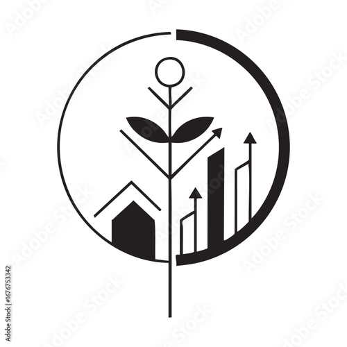 Holistic Sustainable Development Icon - Growth, Nature, and Community
