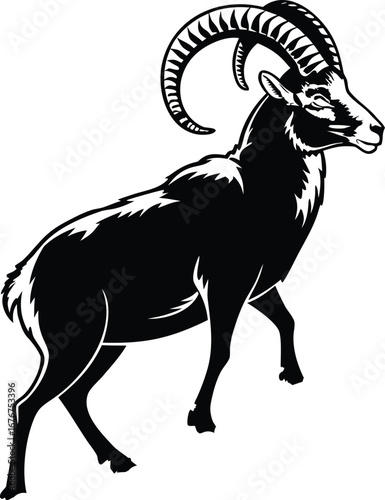 ram black silhouette vector, artwork illustration 