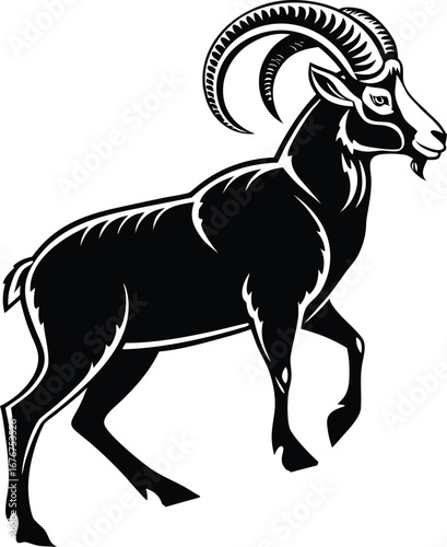 ram black silhouette vector, artwork illustration 