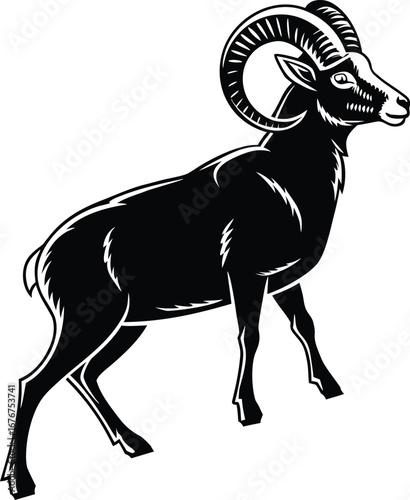 ram black silhouette vector, artwork illustration 