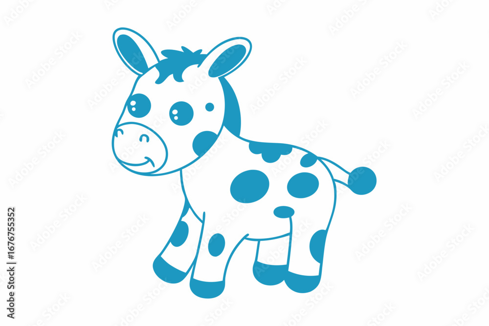 Obraz premium Cute Blue Spotted Donkey on White Background Isolated