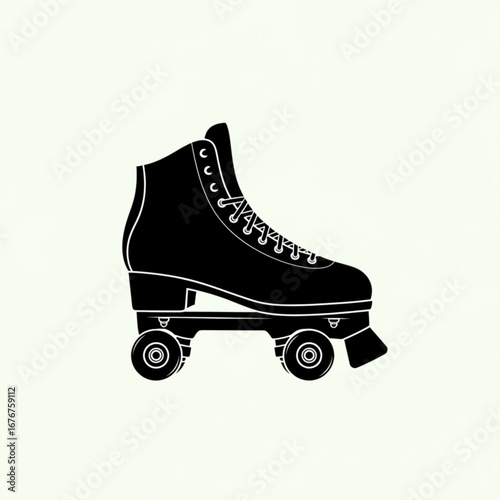 Classic black roller skate silhouette on a light background