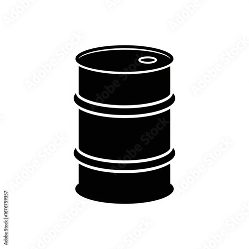 Black silhouette of a classic oil barrel on a white background