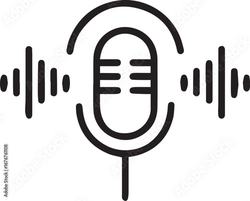 black microphone with sound waves clip art preview