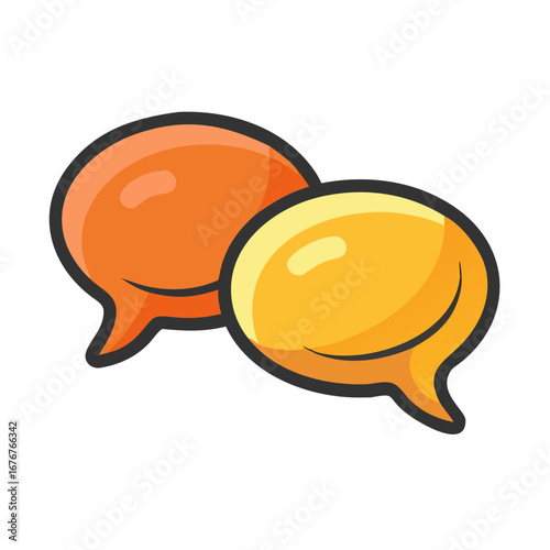 Orange and yellow glossy chat bubbles vector