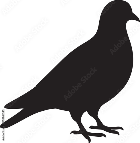 Simple Pigeon Bird Silhouette Vector Black Dove Graphic Icon for Peace or Nature