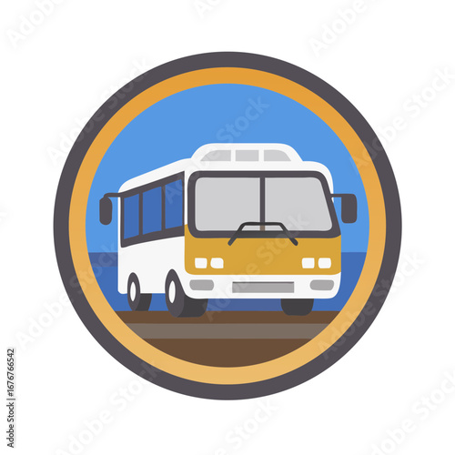 Circular frame bus transport vector icon