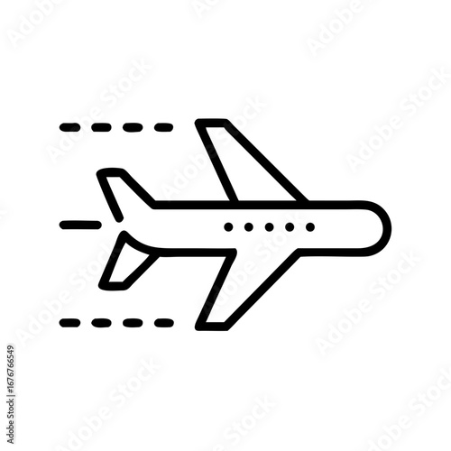 Airplane flight moving forward flat vector icon