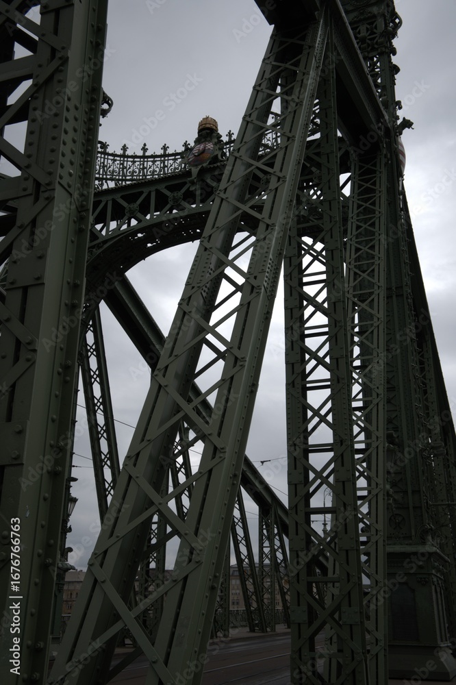 Fototapeta premium The Liberty Bridge (Szabadság híd) in Budapest, Hungary, photographed on June 25, 2025.