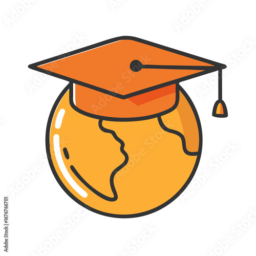 Globe with graduation cap education global vector