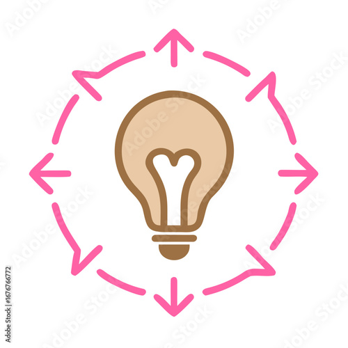 Brown bulb with pink arrows outward vector