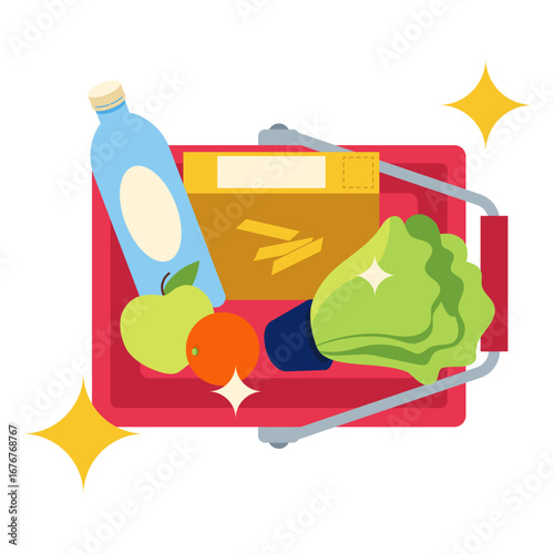 Basket full of groceries