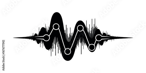 Vector art of sound wave signal graph, representing audio frequency, music, voice recording, and digital technology analysis