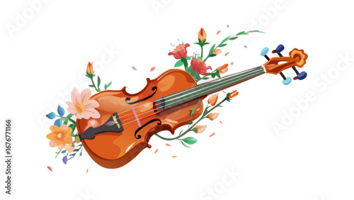 Beautiful violin with floral accents illustration perfect for music lovers and art enthusiasts alike